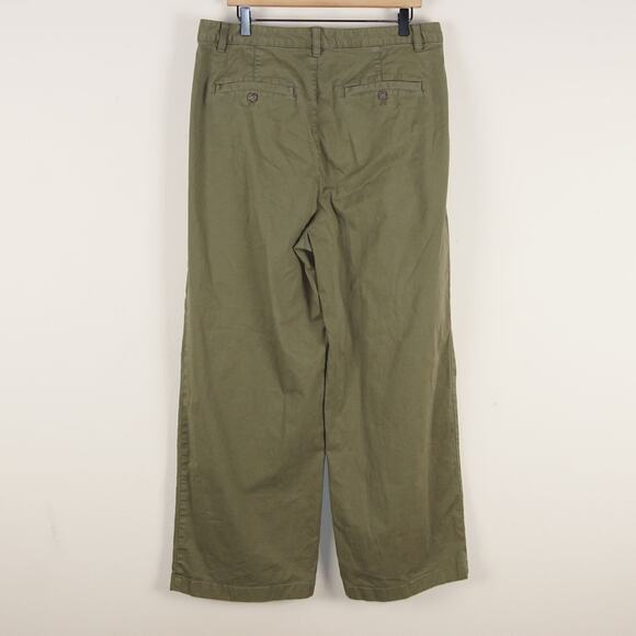 Gap High Rise Pleated Twill Army Green Khaki Wide Leg Pants Womens Sz 16 - Picture 3 of 11